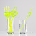 Coloured Kids Crazy Curly Drinking Straws - Childrens Party Green Apple Crazy Loop Magic Straw